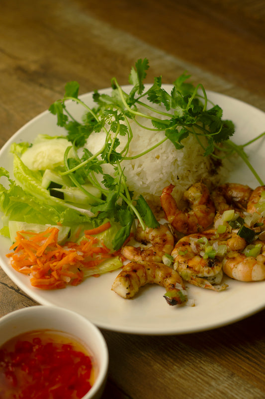 C3. Grilled Shrimp on Steamed Rice - Cơm tôm nướng