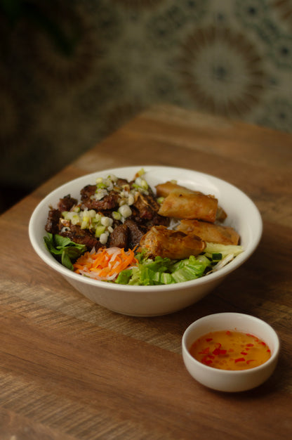 F2. Grilled Pork and Egg Roll with Vermicelli - Bún thịt nướng chả giò