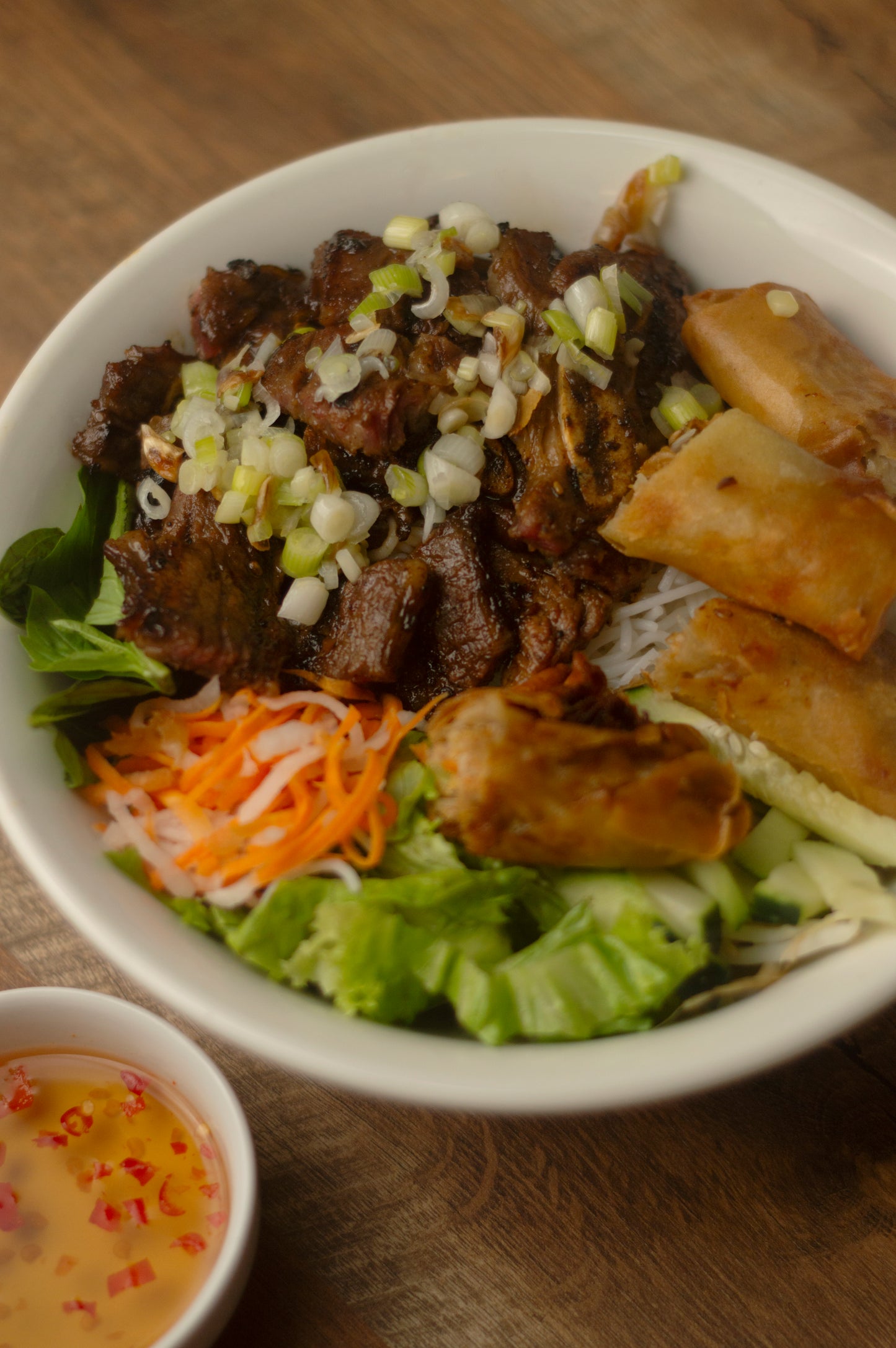 F2. Grilled Pork and Egg Roll with Vermicelli - Bún thịt nướng chả giò